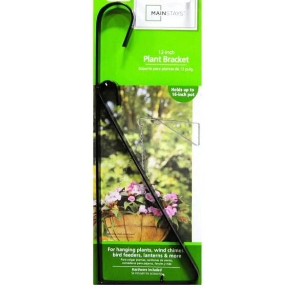 Plant Bracket Mainstays Black Iron Plant Bracket 12 inch NWT - Picture 3 of 12